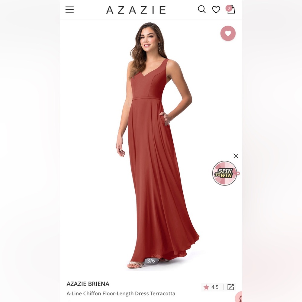 AZAZIE BRIENA bridesmaid A-Line Chiffon Floor-Length Dress Terracotta Size 12